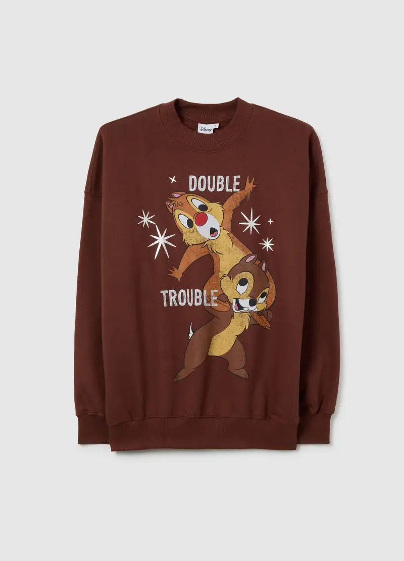 Felpa In Misto Cotone Marrone Regular Fit Con Scollo Rotondo, Donna, Marrone