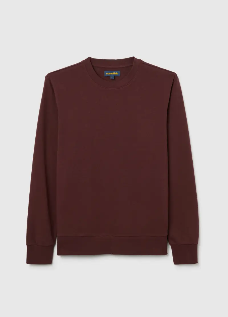 Felpa In Misto Cotone Marrone Regular Fit, Uomo, Marrone