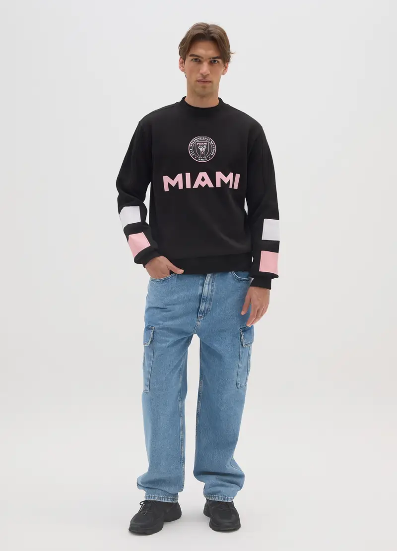 Felpa In Misto Cotone Multicolor Con Stampa, Uomo, Multicolor miniatura 2