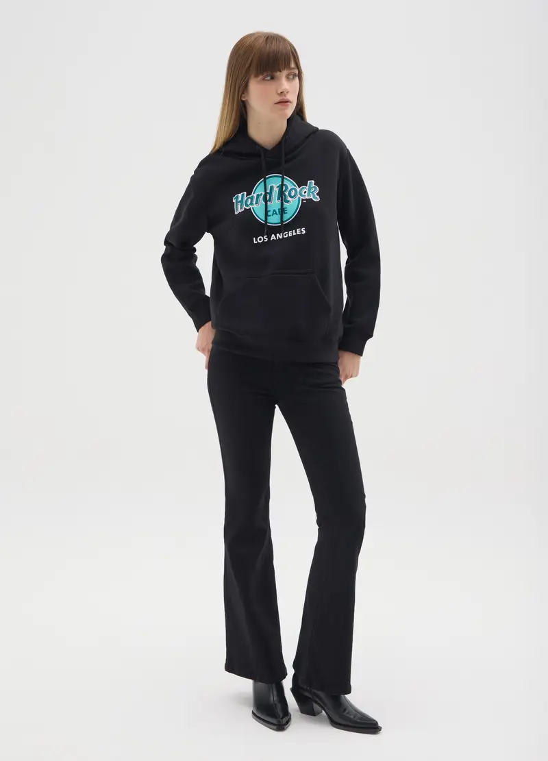 Felpa In Misto Cotone Nera Regular Fit Con Logo Hard Rock Cafe, Donna, Nero miniatura 2