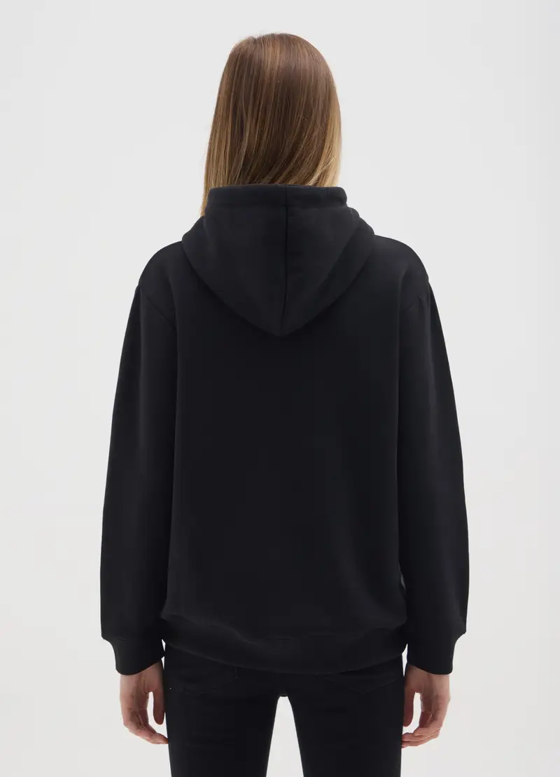 Felpa In Misto Cotone Nera Regular Fit Con Logo Hard Rock Cafe, Donna, Nero miniatura 3