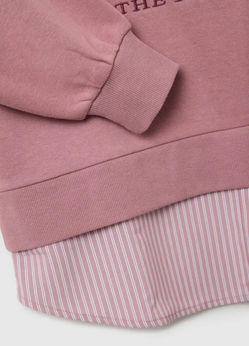 Felpa In Misto Cotone Rosa Regular Fit Con Stampa, Donna, Rosa miniatura 2