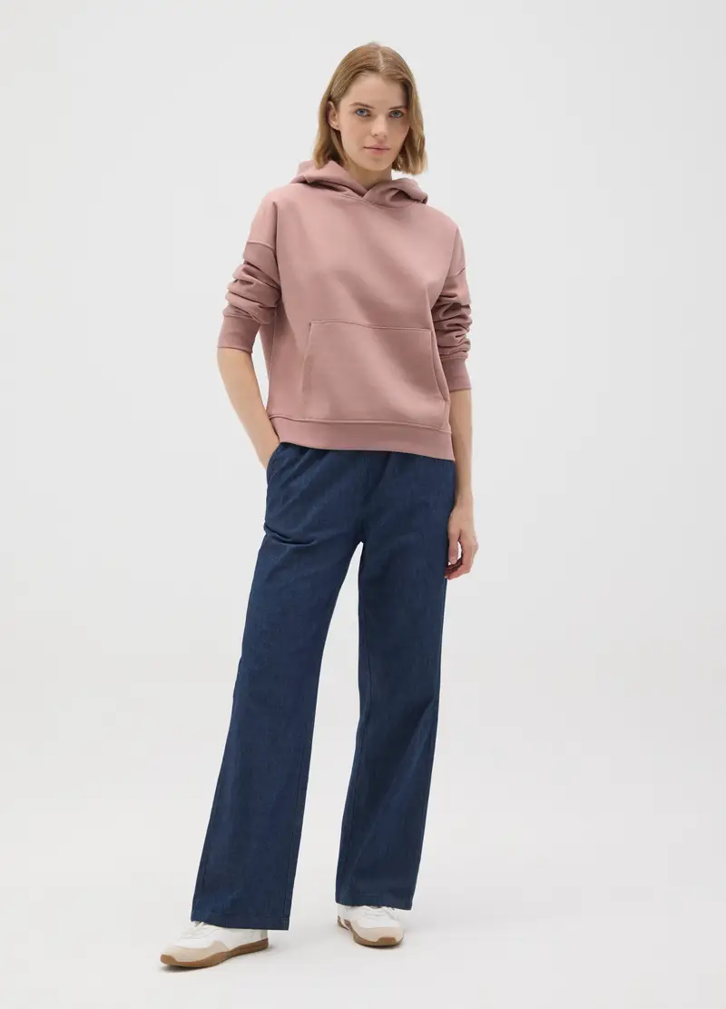 Felpa In Misto Cotone Rosa Regular Fit, Donna, Rosa