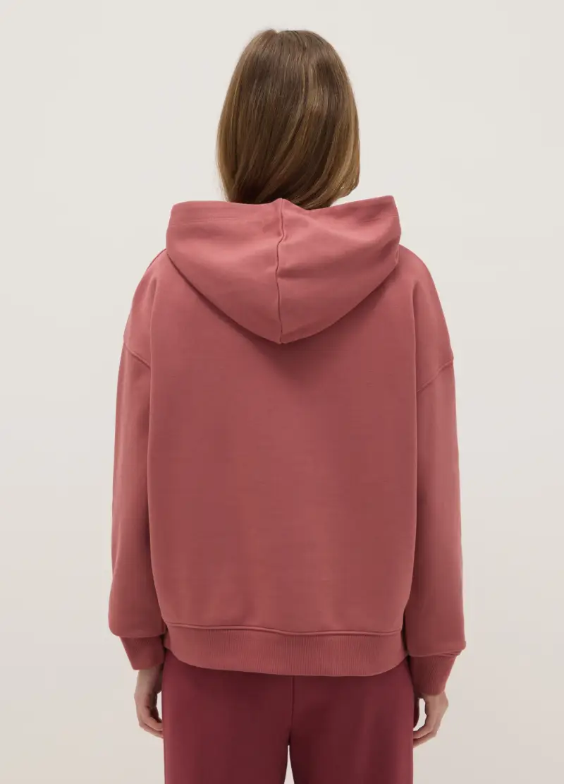 Felpa In Misto Cotone Rossa Regular Fit Con Cappuccio, Donna, Rosso miniatura 3