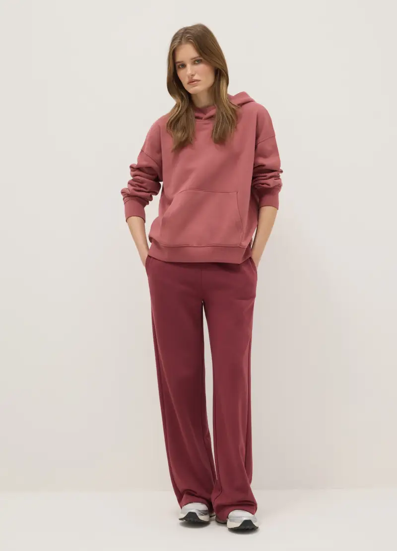 Felpa In Misto Cotone Rossa Regular Fit Con Cappuccio, Donna, Rosso