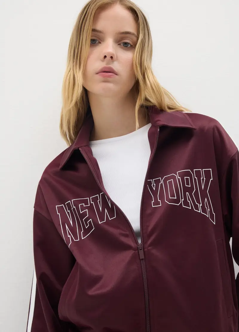 OVS, Felpa In Misto Cotone Rossa Regular Fit Con Zip, Donna, Rosso, Taglia: XS miniatura 2