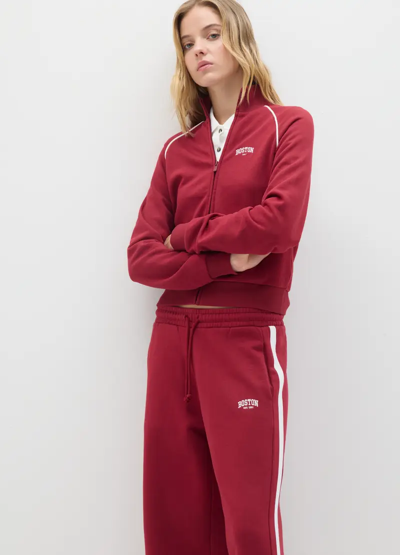 Felpa In Misto Cotone Rossa Regular Fit, Donna, Rosso