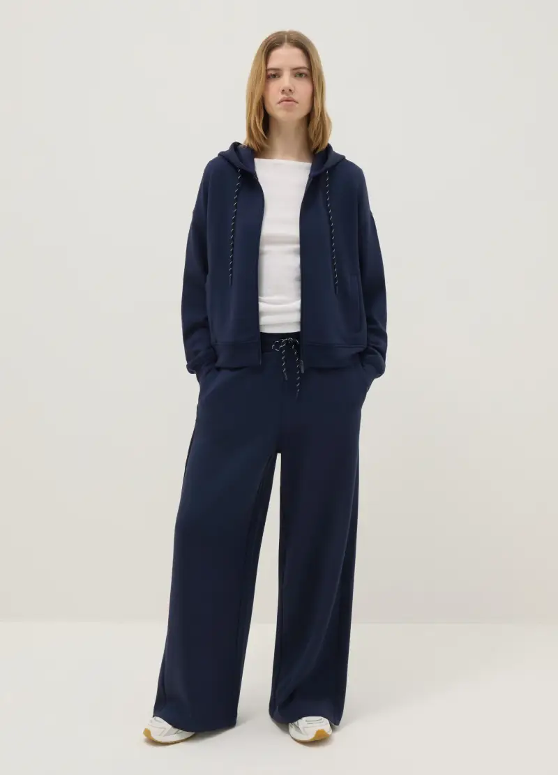 Felpa In Misto Modal Blu Regular Fit Con Full Zip, Donna, Blu miniatura 2