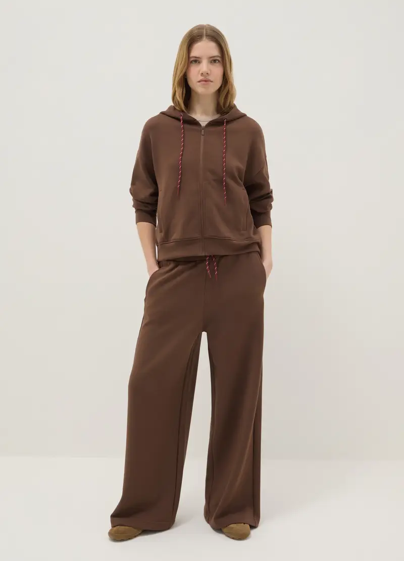 Felpa In Misto Modal Marrone Regular Fit Con Full Zip, Donna, Marrone miniatura 2