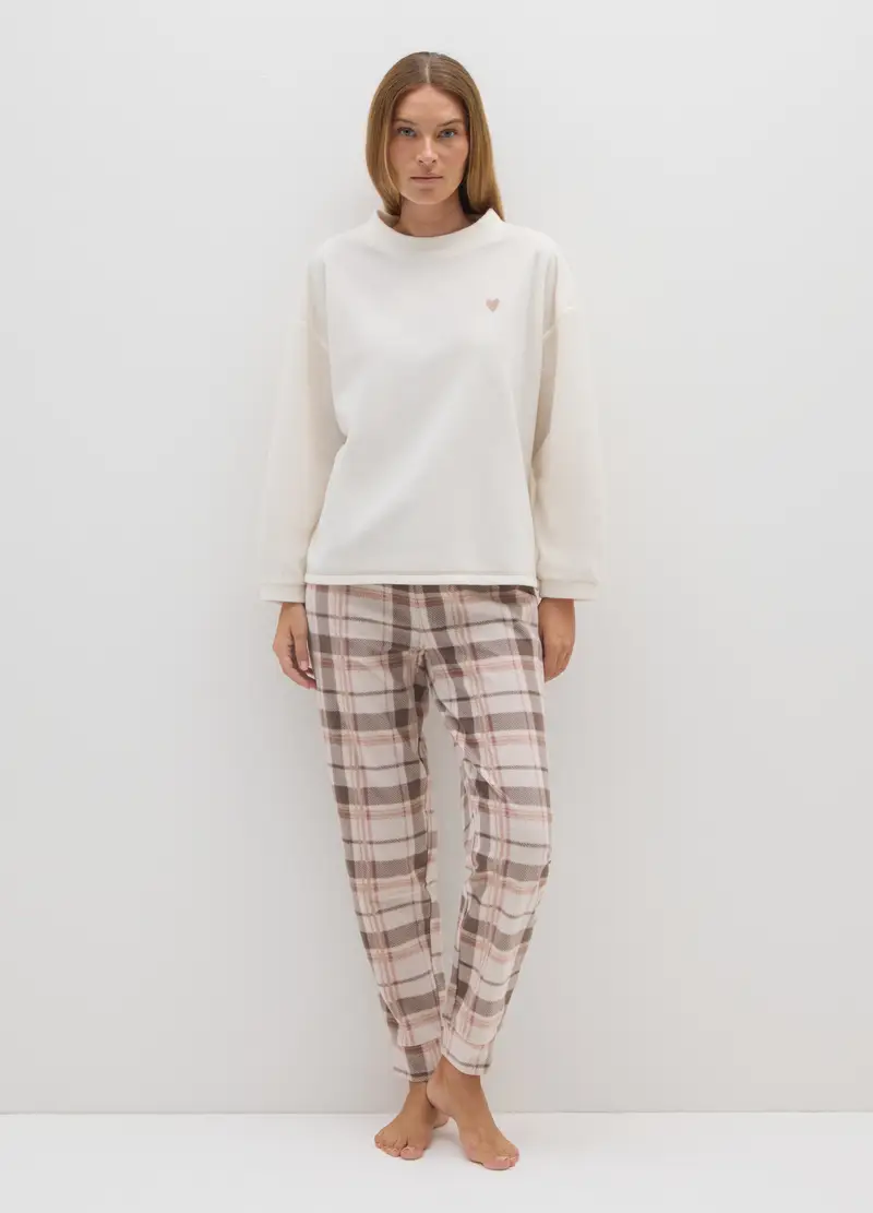 Felpa In Pile Bianca Regular Fit Con Ricamo, Donna, Bianco miniatura 2