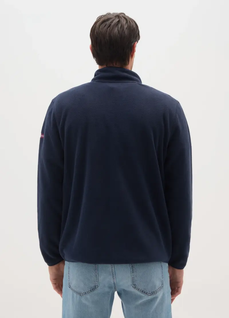 Felpa In Pile Blu Regular Fit Con Zip, Uomo, Blu miniatura 3