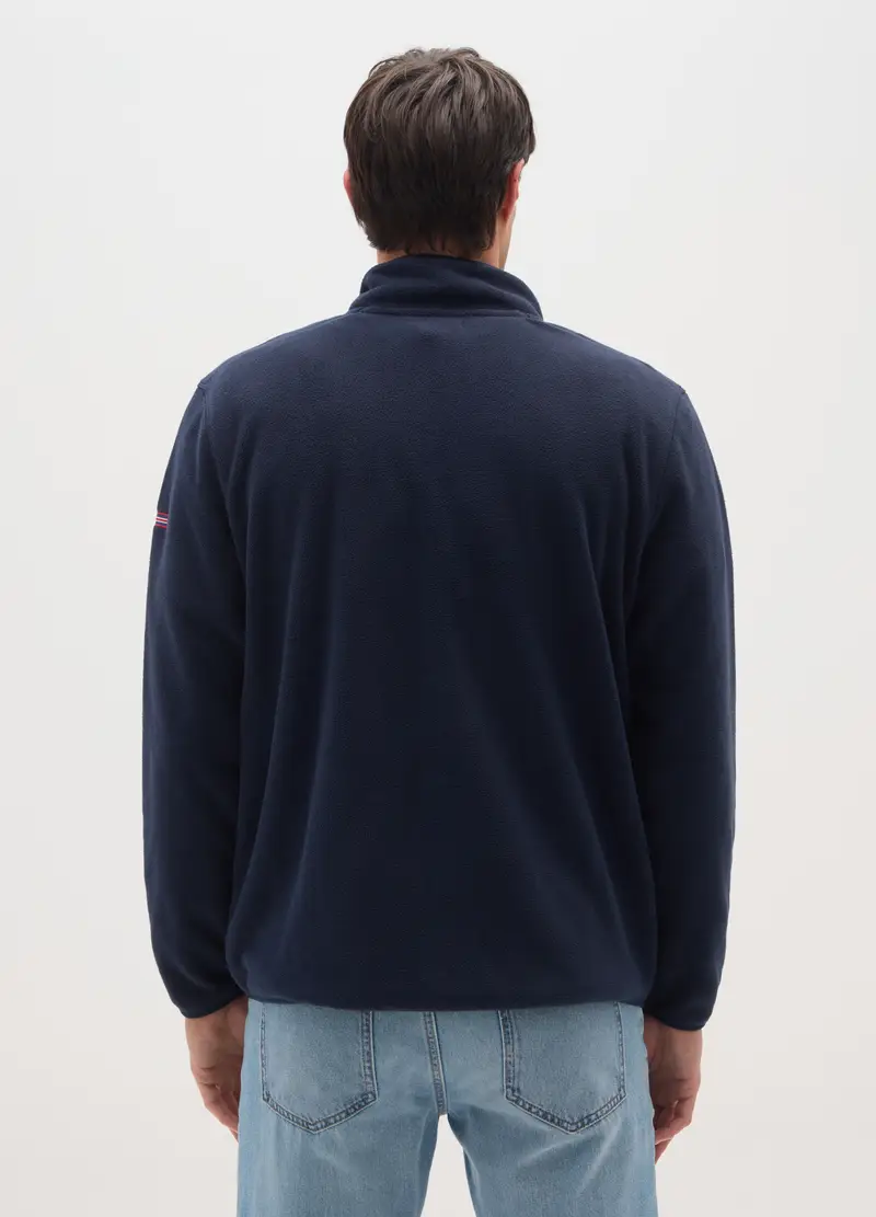 Felpa In Pile Blu Regular Fit Con Zip, Uomo, Blu miniatura 3