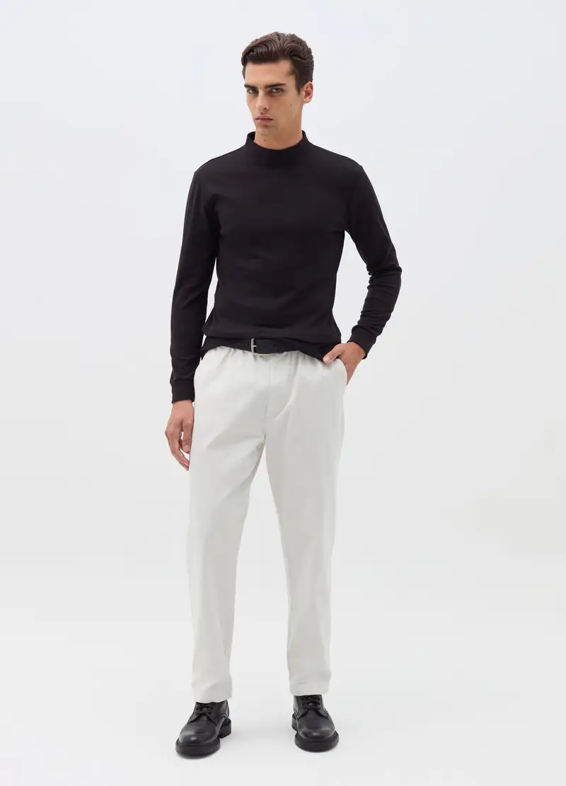 Felpa In Pile Mock Neck, Uomo, Nero