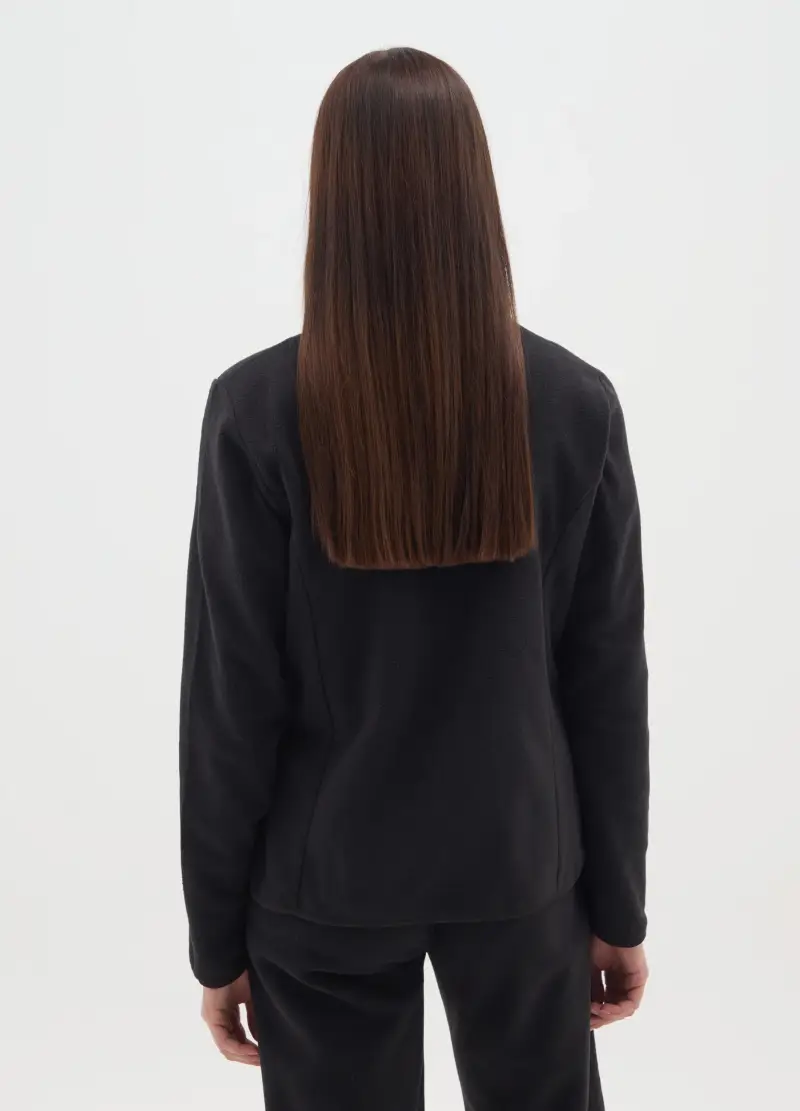 Felpa In Pile Nera Vestibilità Fitted E Zip, Donna, Nero miniatura 3