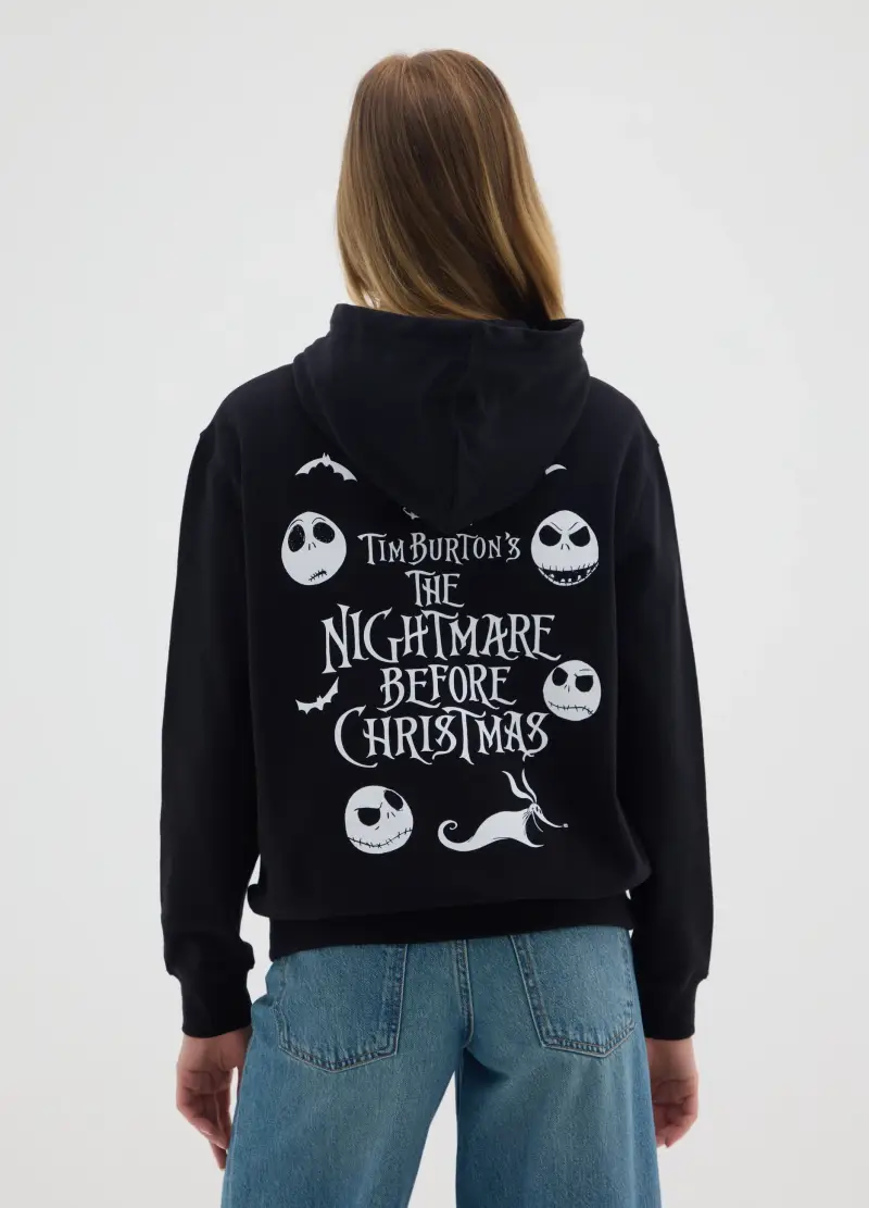 Felpa In Puro Cotone Nera Con Stampa, Donna, Multicolor miniatura 3