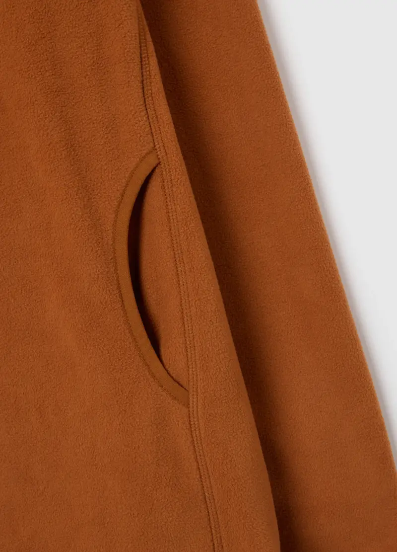 Felpa Marrone In Pile Con Zip Intera, Uomo, Marrone miniatura 2