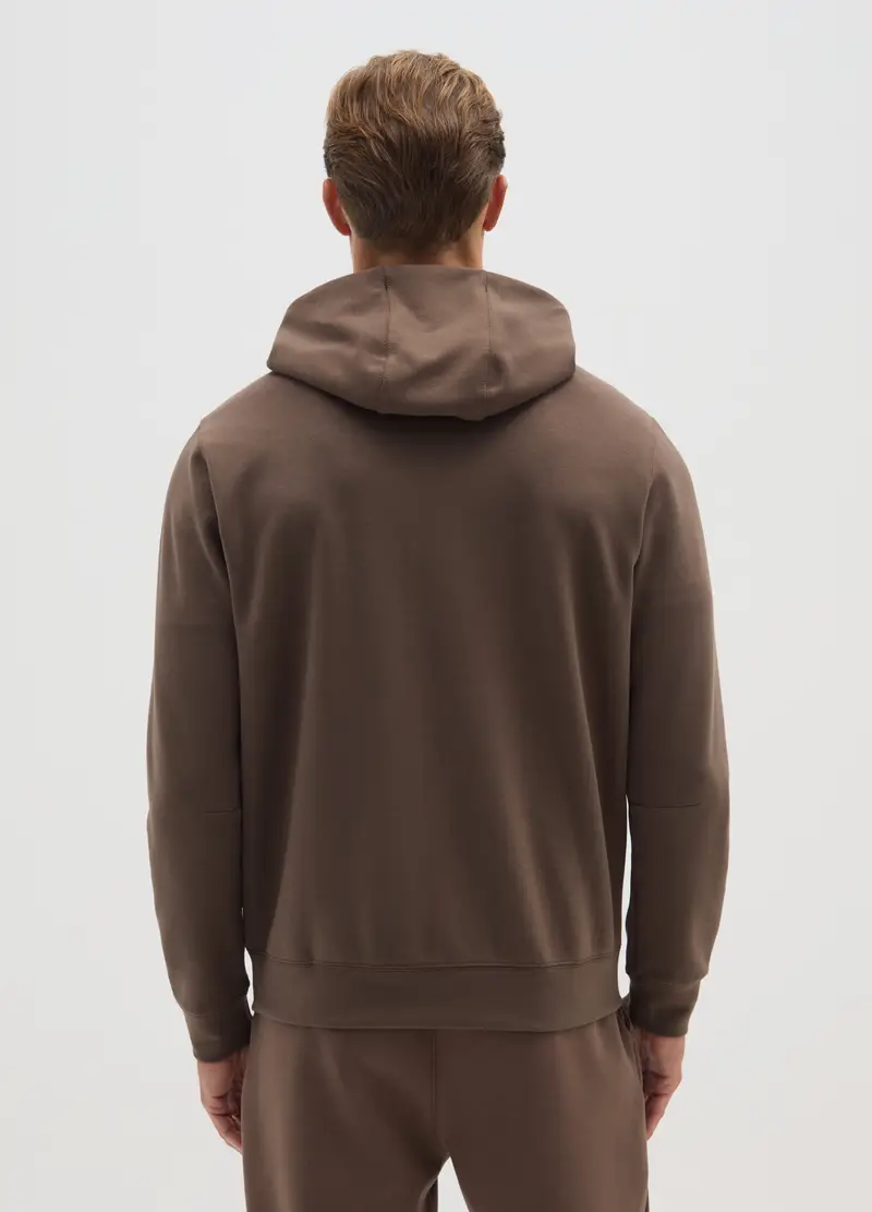 Felpa Marrone Regular Fit Con Zip E Cappuccio, Uomo, Marrone miniatura 3