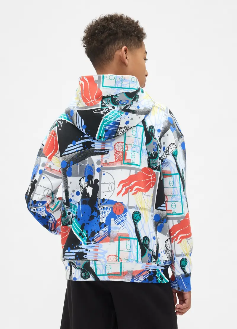 Felpa Multicolor Con Cappuccio, Bambino, Bianco miniatura 3