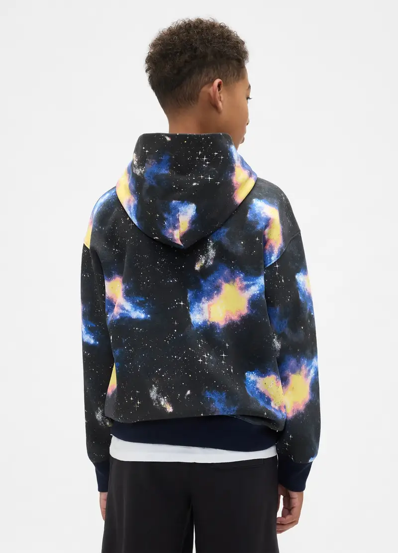 Felpa Multicolor Con Cappuccio, Bambino, Nero miniatura 3