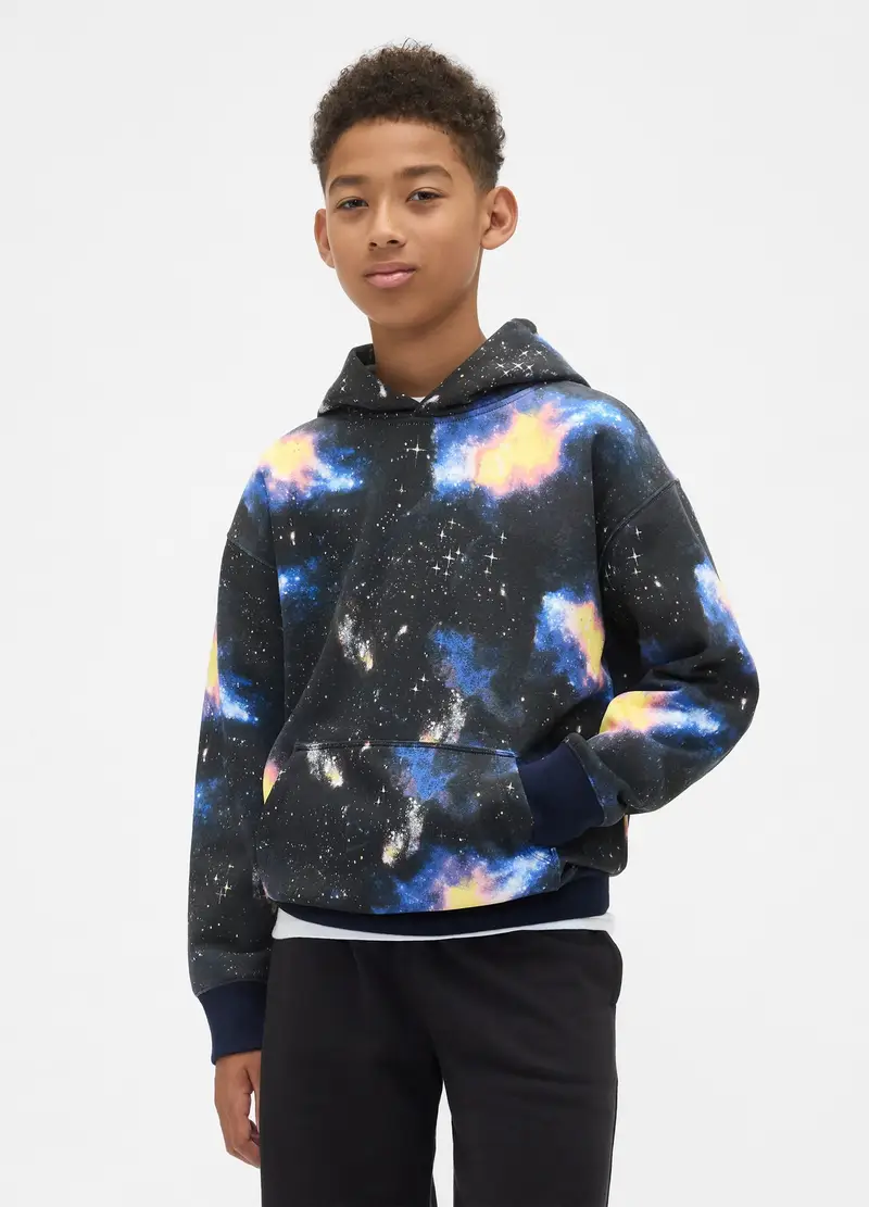 Felpa Multicolor Con Cappuccio, Bambino, Nero