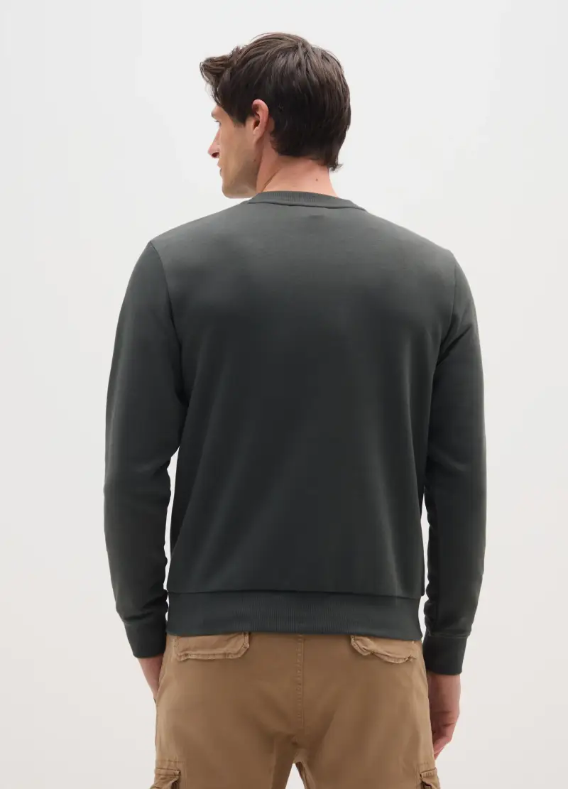 Felpa Natalizia Grigia In Misto Cotone Regular Fit Con Stampa, Uomo, Grigio miniatura 3