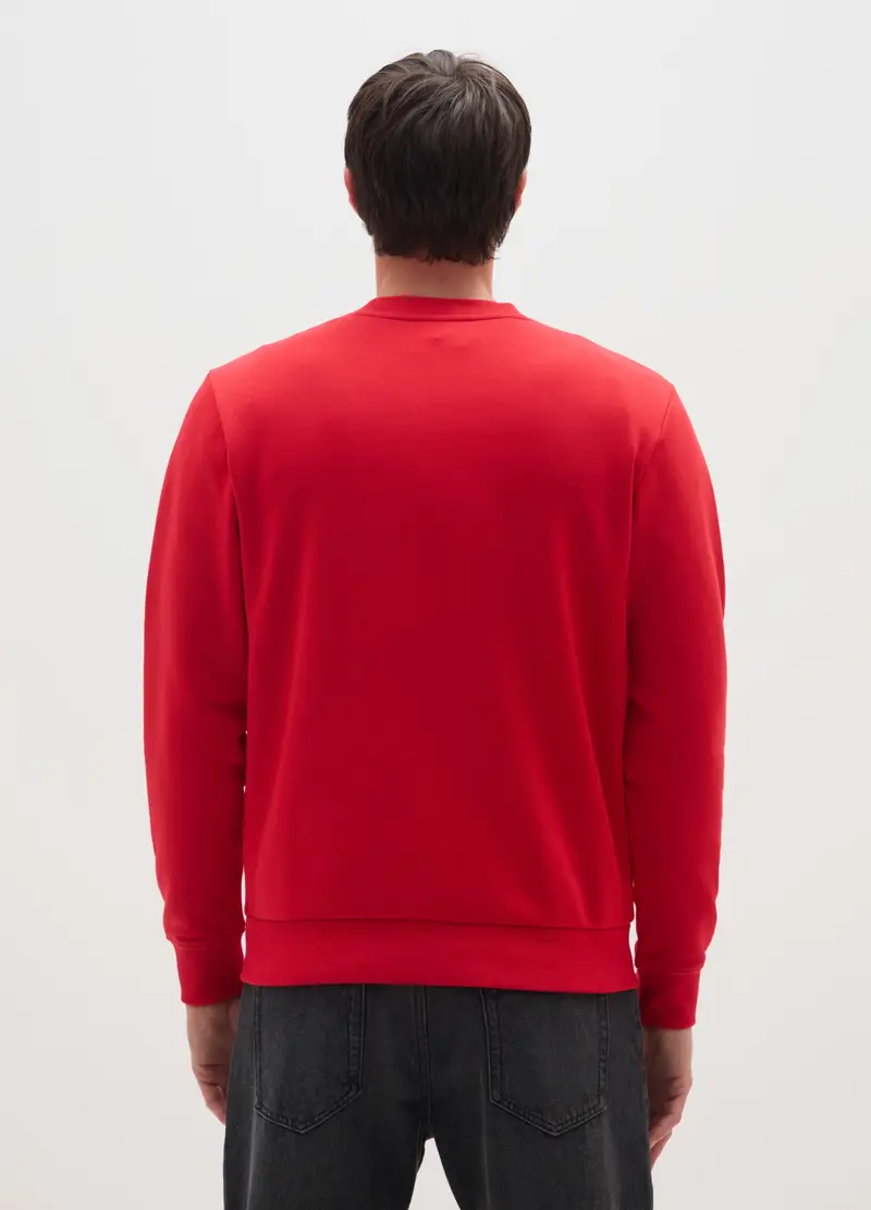 Felpa Natalizia Rossa In Misto Cotone Regular Fit Con Stampa, Uomo, Rosso miniatura 3