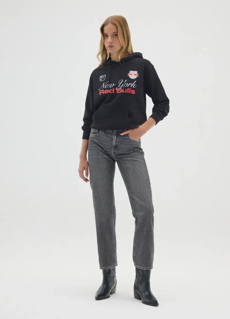 Ovs Felpa Nera Con Cappuccio In Misto Cotone Donna