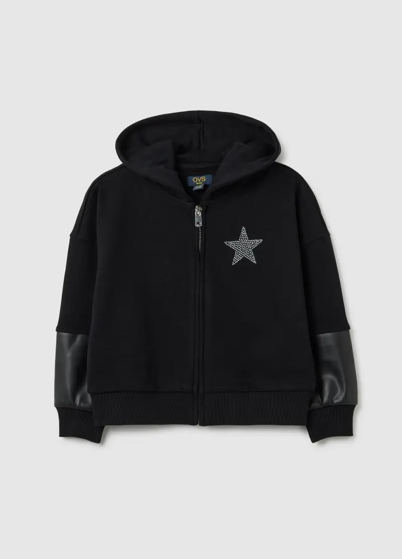 OVS, Felpa Nera Per Bambina In Misto Cotone, Nero, Taglia: 4-5