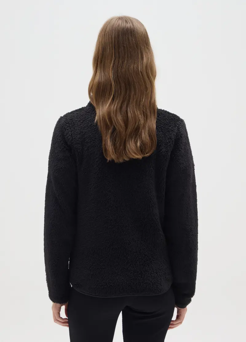 Felpa Nera Regular Fit Con Zip, Donna, Nero miniatura 3