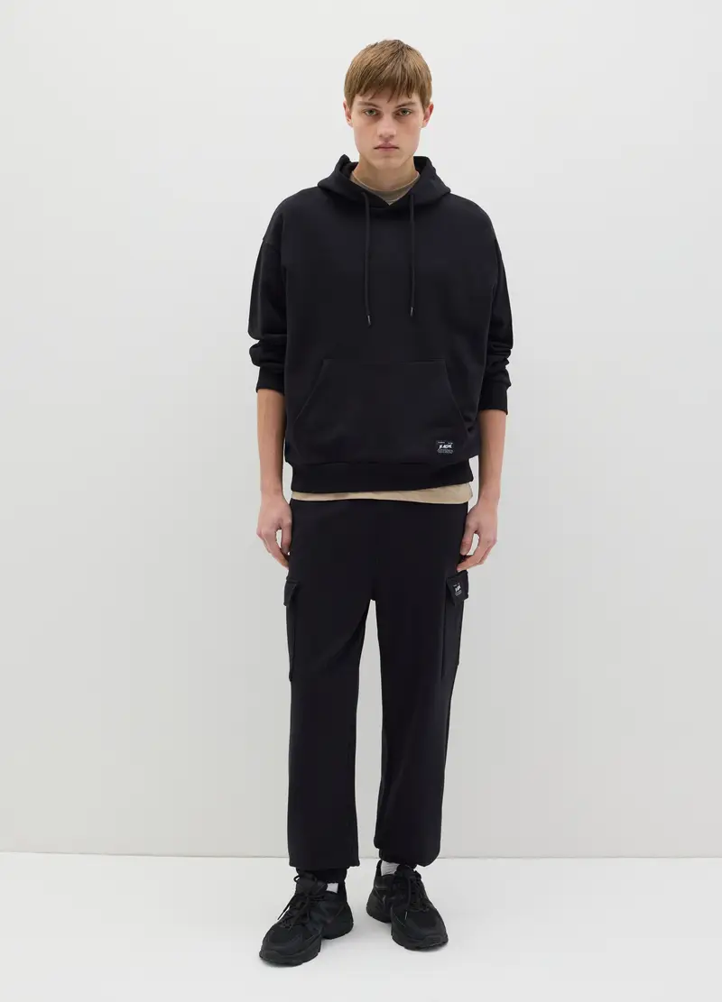 OVS, Felpa Over Fit In Cotone Con Cappuccio, Uomo, Nero, Taglia: XS