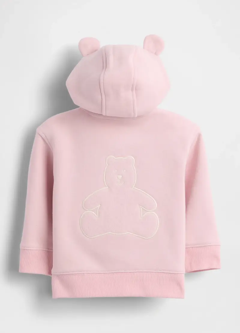 Felpa Rosa Con Cappuccio E Zip, Unisex, Rosa miniatura 2
