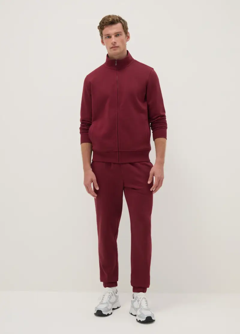 Felpa Rossa In Misto Cotone Regular Fit Con Full Zip, Uomo, Rosso miniatura 2