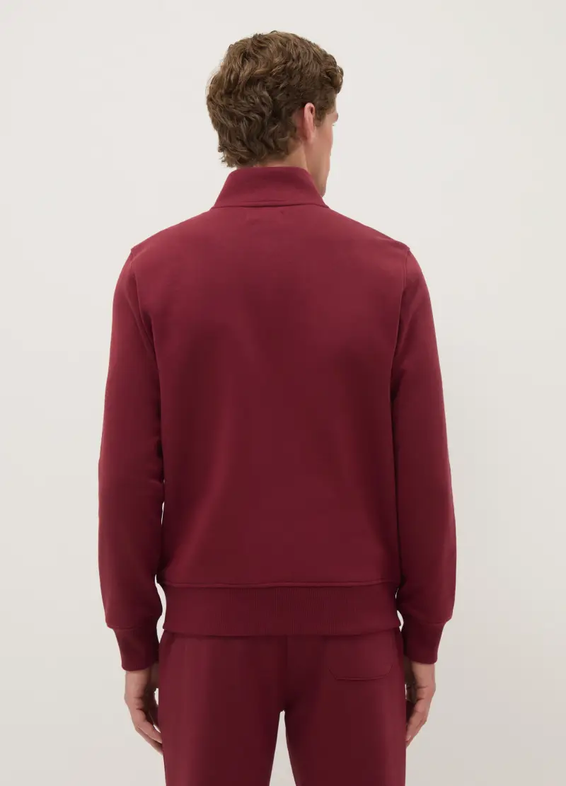Felpa Rossa In Misto Cotone Regular Fit Con Full Zip, Uomo, Rosso miniatura 3