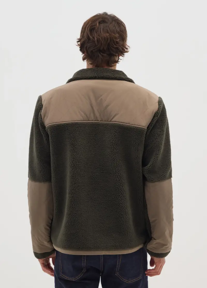 Felpa Verde Con Collo Alto E Tasche Regular Fit Con Zip, Uomo, Verde miniatura 3