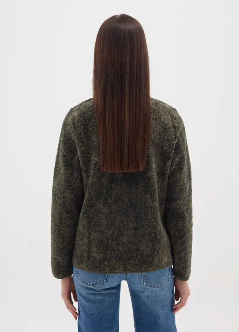 Felpa Verde Regular Fit Con Zip, Donna, Multicolor miniatura 3