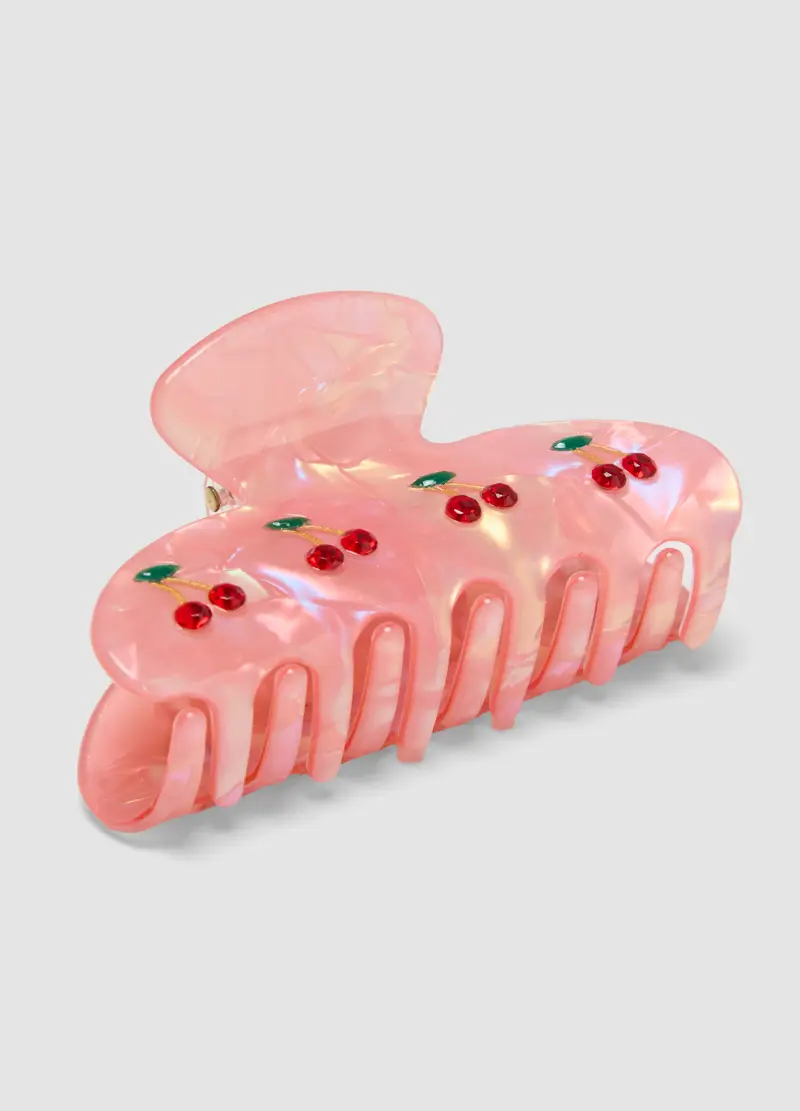 Fermaglio Per Capelli Rosa Con Ciliegie, Donna, Rosa miniatura 3