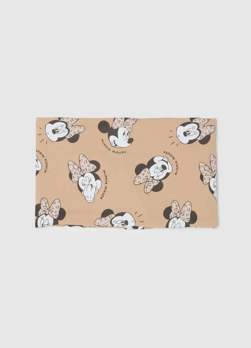 OVS, Foulard Da Neonata In Cotone Elasticizzato Beige Con Stampa Minnie, Bambina, Beige, Taglia: ONE SIZE