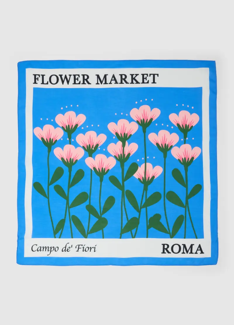 Foulard Leggero In Pura Viscosa Multicolor Con Motivo Floreale, Donna, Multicolor miniatura 2