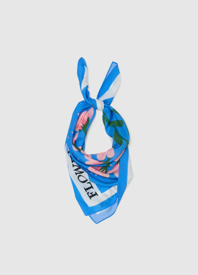 Foulard Leggero In Pura Viscosa Multicolor Con Motivo Floreale, Donna, Multicolor