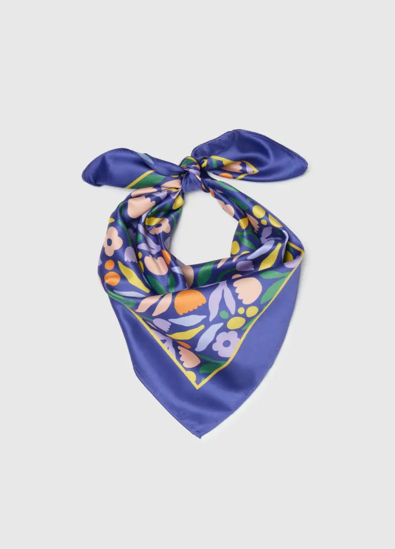 Foulard Multicolor Regular Fit Con Motivo Floreale, Donna, Multicolor