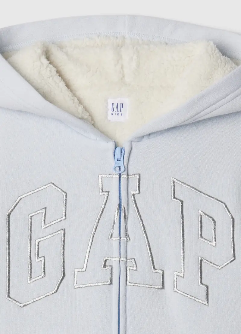 OVS, Full-zip Con Cappuccio Interno In Sherpa, Bambina, Azzurro, Taglia: S/114-134 miniatura 2