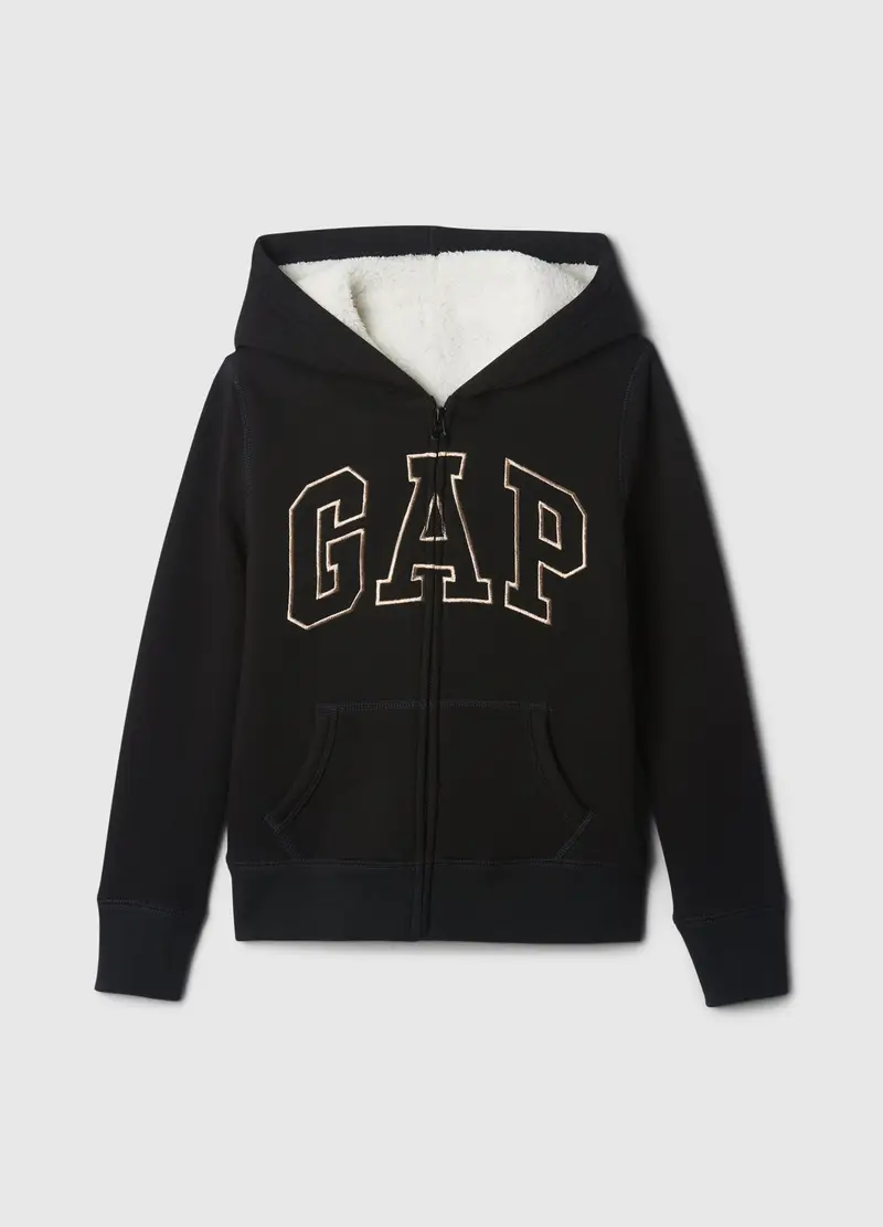 OVS, Full-zip Con Cappuccio Interno In Sherpa, Bambina, Nero, Taglia: XS/99-114