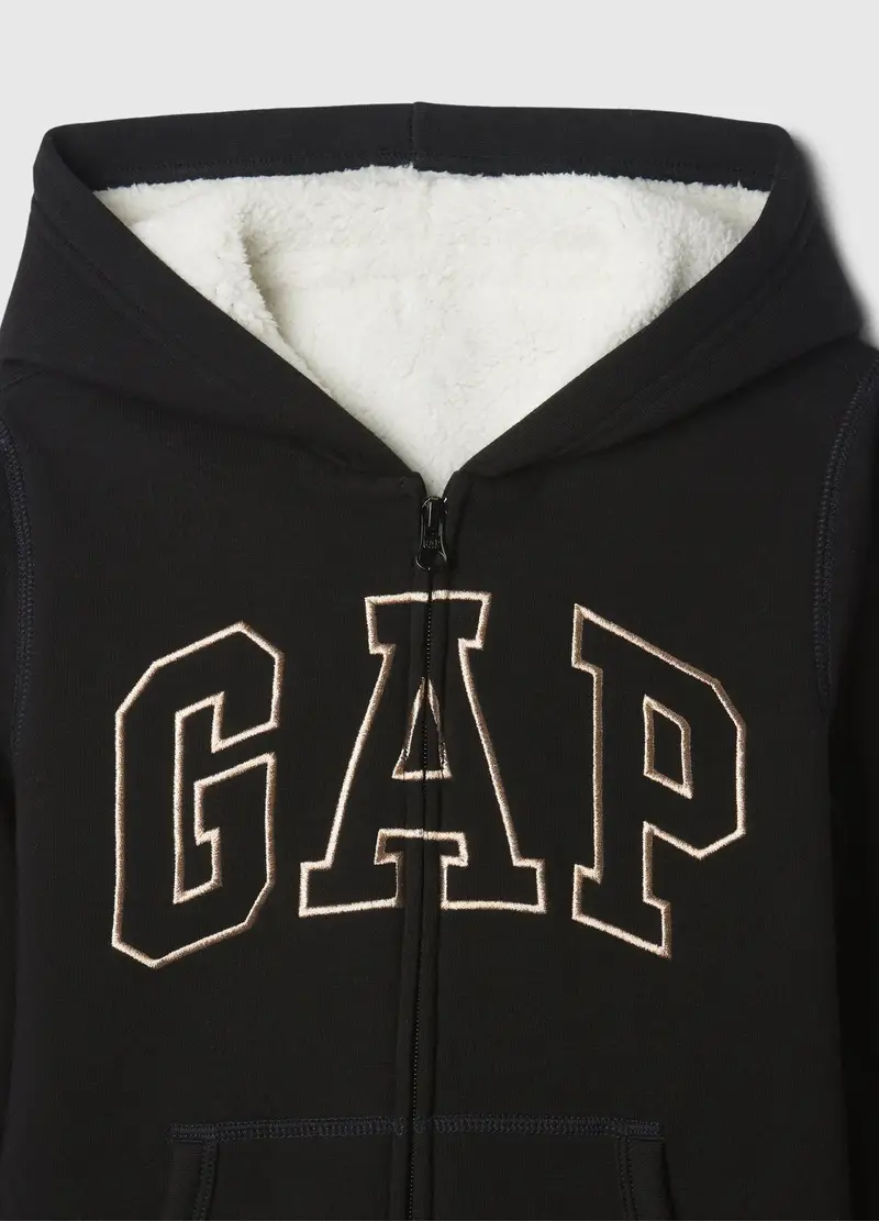 OVS, Full-zip Con Cappuccio Interno In Sherpa, Bambina, Nero, Taglia: XS/99-114 miniatura 2