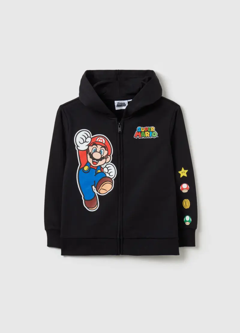 Full-zip Con Cappuccio Stampa Super Mario™, Bambino, Nero
