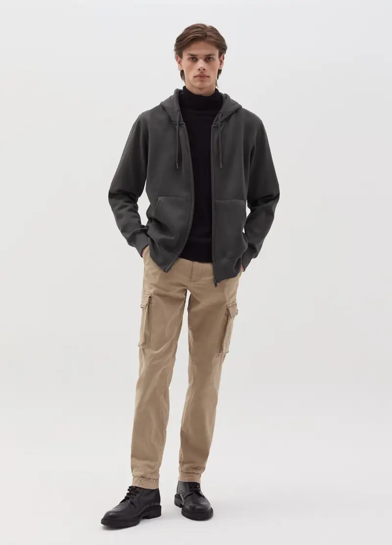 Full-zip In Felpa Con Cappuccio, Uomo, Grigio miniatura 2