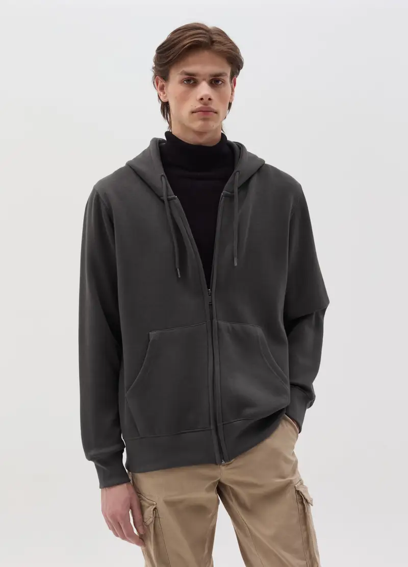 Full-zip In Felpa Con Cappuccio, Uomo, Grigio