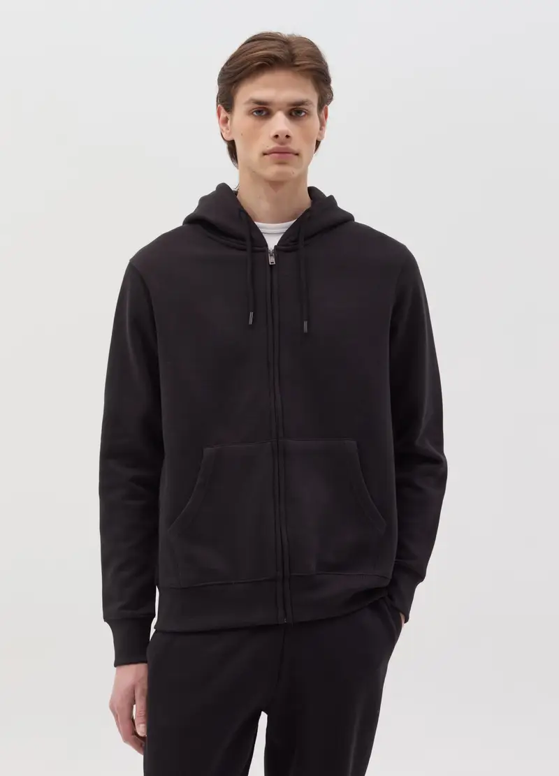 Full-zip In Felpa Con Cappuccio, Uomo, Nero