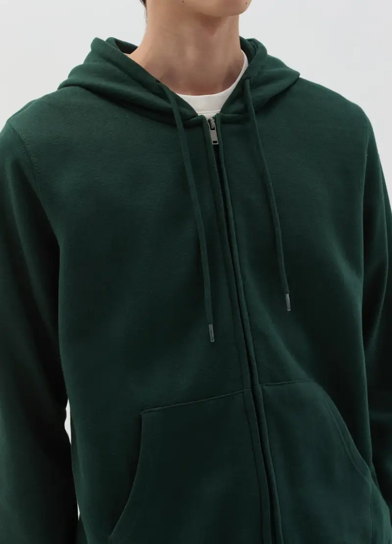 Full-zip In Felpa Con Cappuccio, Uomo, Verde miniatura 3