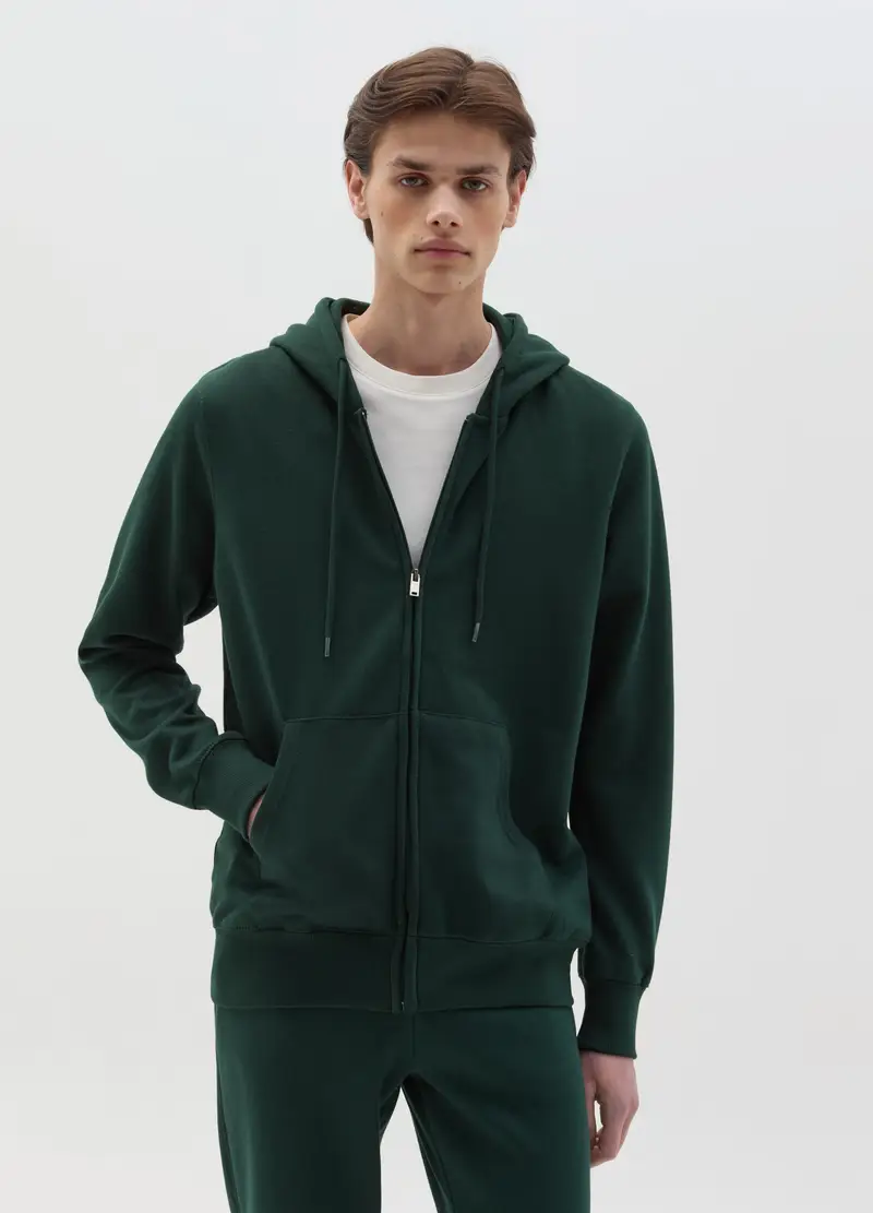 Full-zip In Felpa Con Cappuccio, Uomo, Verde