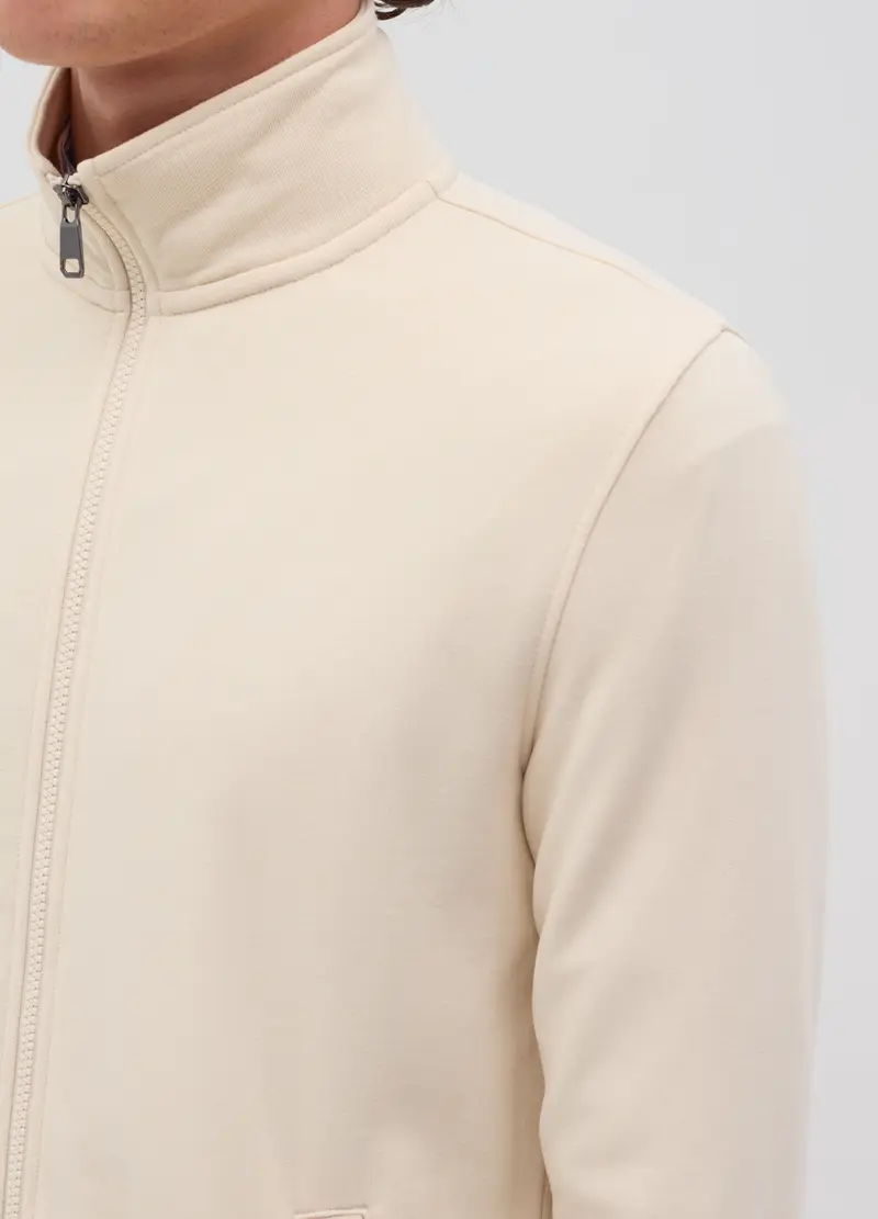 Full-zip In French Terry A Collo Alto, Uomo, Bianco miniatura 3